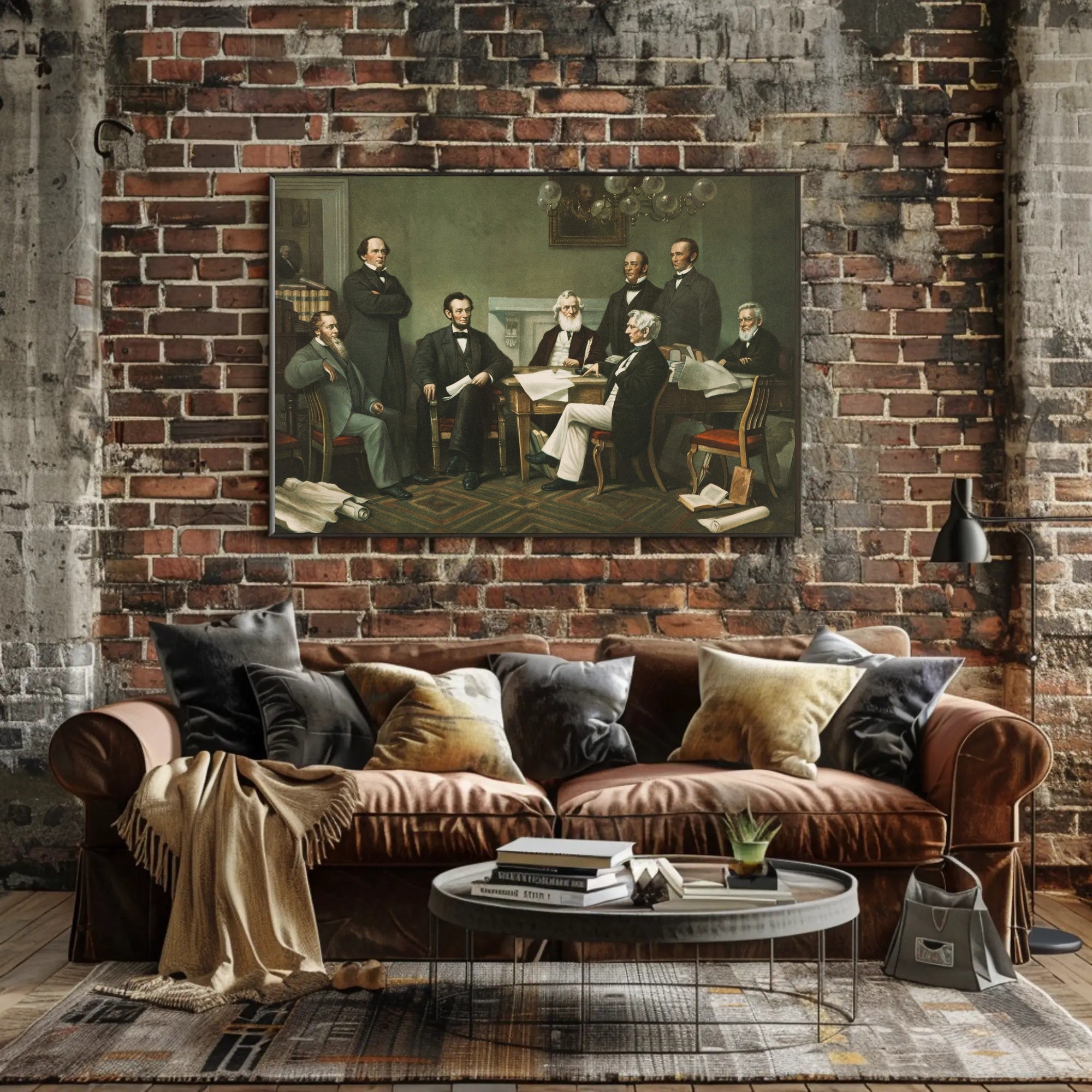 Abraham Lincoln and His Cabinet Meeting Historical Poster PosterGoat