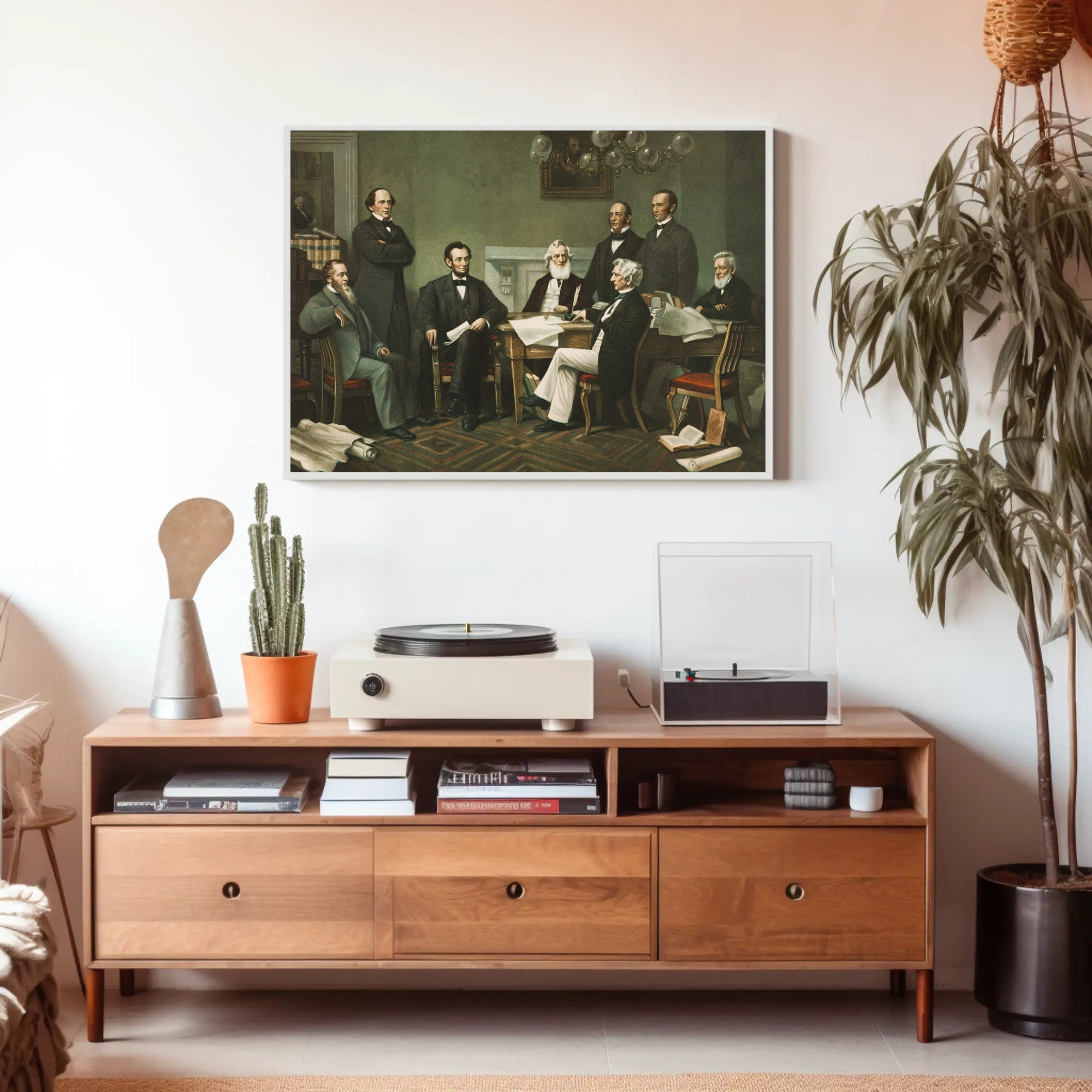 Abraham Lincoln and His Cabinet Meeting Historical Poster PosterGoat