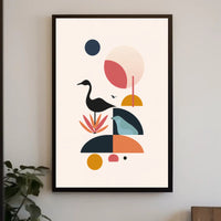 Abstract Birds in Geometric Harmony Artistic Poster PosterGoat