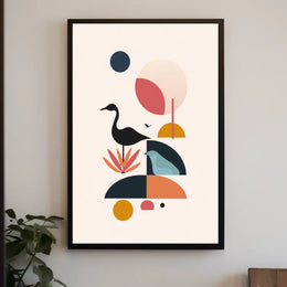 Abstract Birds in Geometric Harmony Artistic Poster PosterGoat