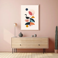 Abstract Birds in Geometric Harmony Artistic Poster PosterGoat