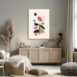 Abstract Birds in Geometric Harmony Artistic Poster PosterGoat