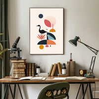 Abstract Birds in Geometric Harmony Artistic Poster PosterGoat
