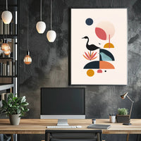 Abstract Birds in Geometric Harmony Artistic Poster PosterGoat