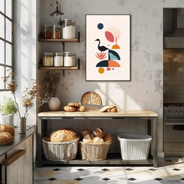 Abstract Birds in Geometric Harmony Artistic Poster PosterGoat