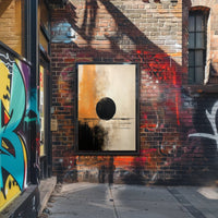 Abstract Black Circle Artistic Poster in Beige and Orange Tones PosterGoat