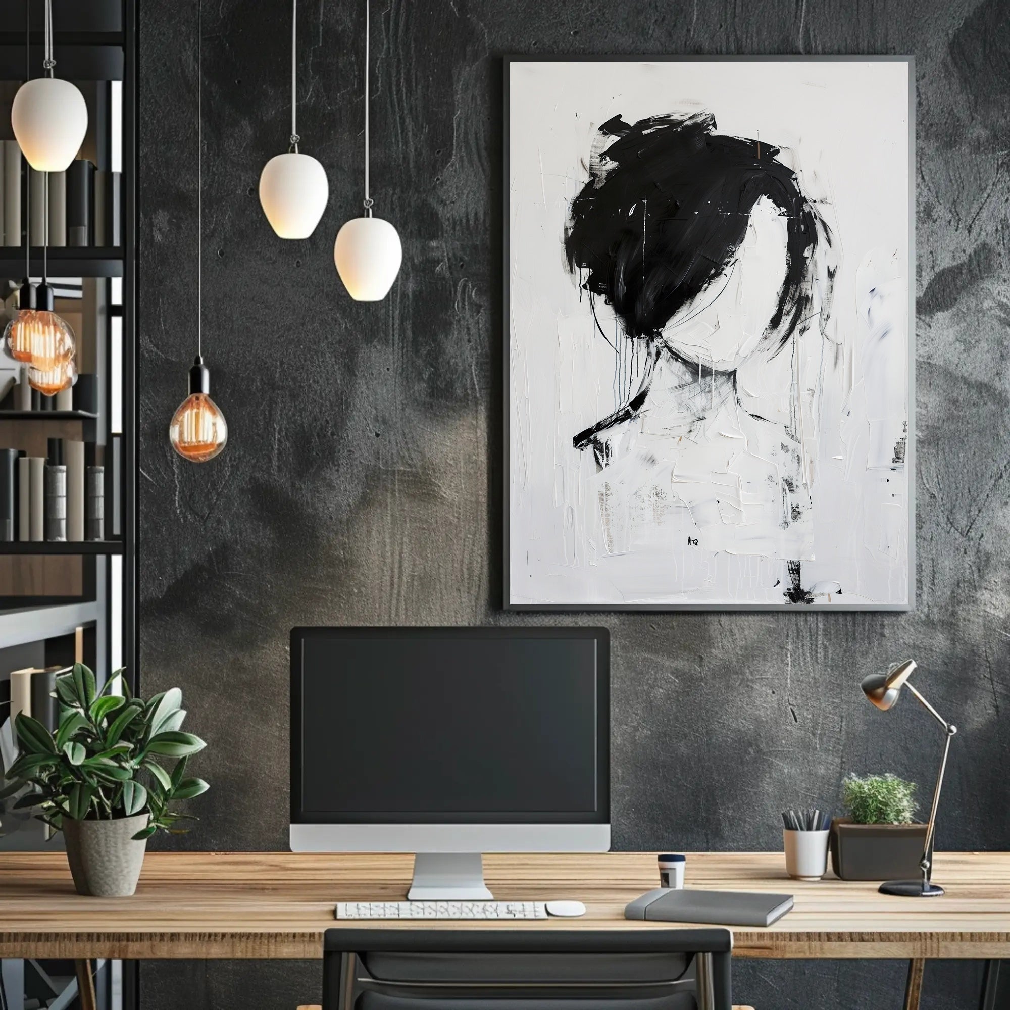 Abstract Black and White Silhouette Art Artistic Poster PosterGoat
