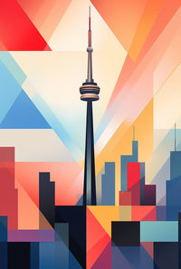 Abstract CN Tower Skyline Artistic Toronto Poster PosterGoat