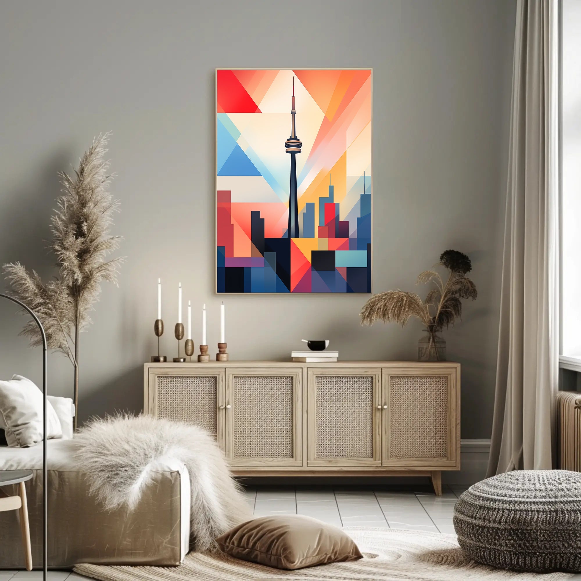 Abstract CN Tower Skyline Artistic Toronto Poster PosterGoat
