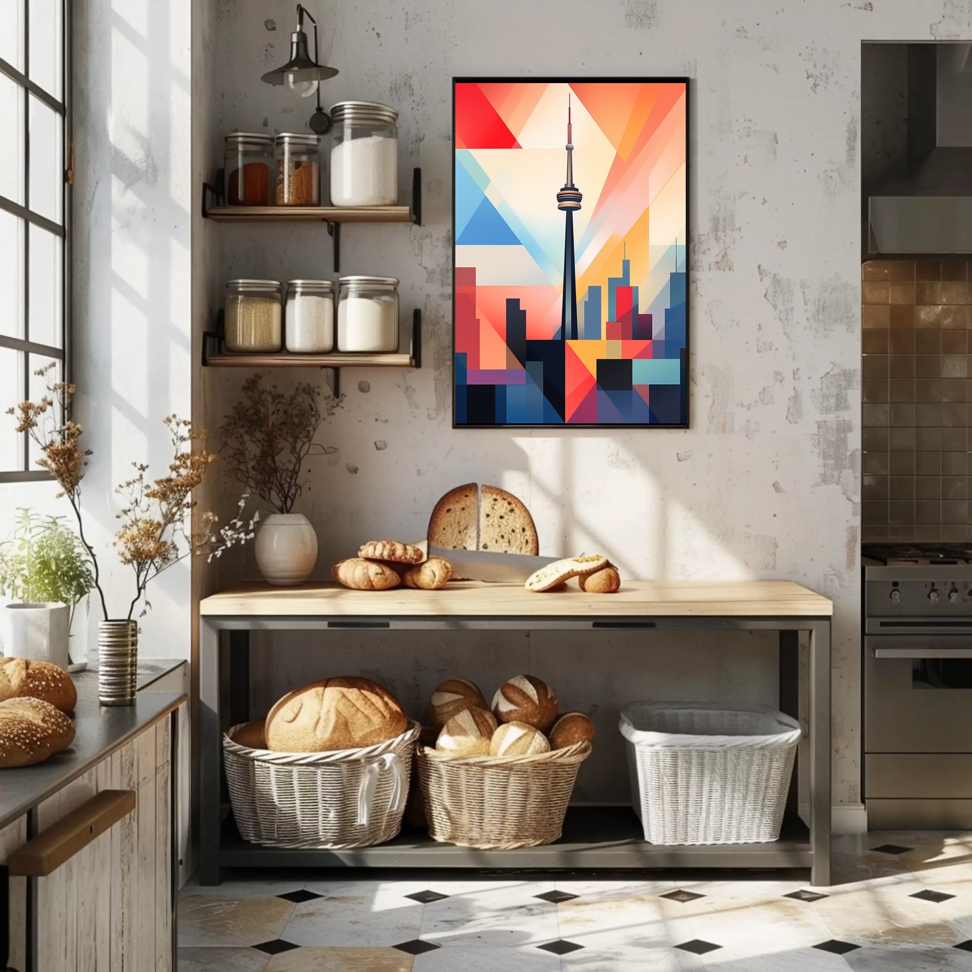Abstract CN Tower Skyline Artistic Toronto Poster PosterGoat