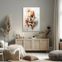 Abstract Cityscape Design with Geometric Shapes Artistic Poster PosterGoat