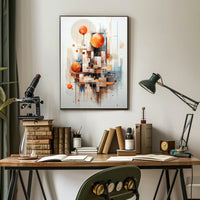 Abstract Cityscape Design with Geometric Shapes Artistic Poster PosterGoat