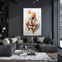 Abstract Cityscape Design with Geometric Shapes Artistic Poster PosterGoat