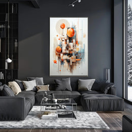 Abstract Cityscape Design with Geometric Shapes Artistic Poster PosterGoat