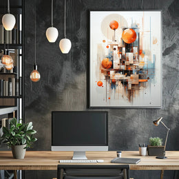 Abstract Cityscape Design with Geometric Shapes Artistic Poster PosterGoat