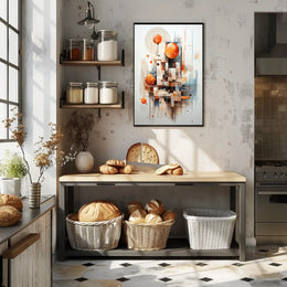 Abstract Cityscape Design with Geometric Shapes Artistic Poster PosterGoat