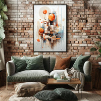 Abstract Cityscape Design with Geometric Shapes Artistic Poster PosterGoat