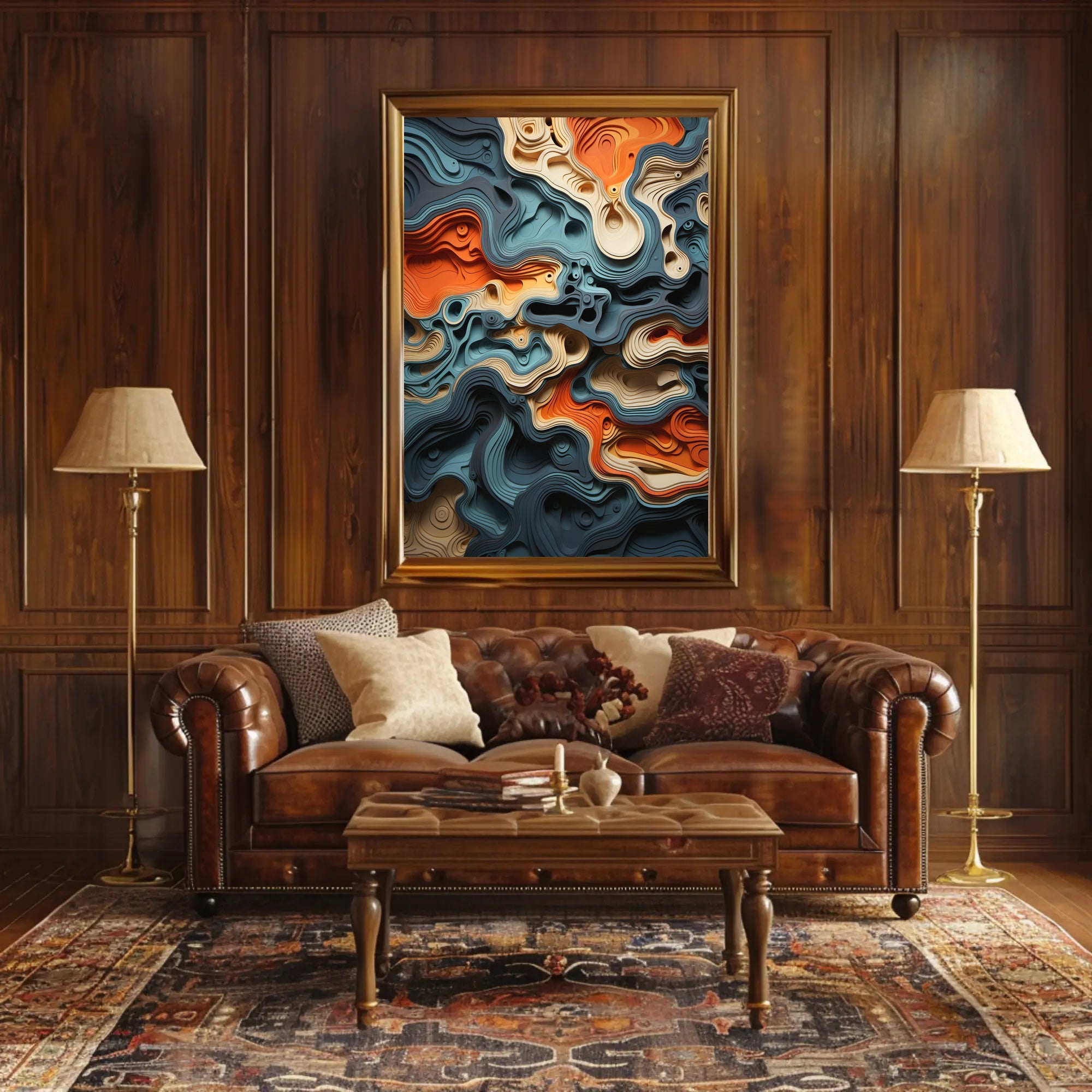 Abstract Depths Dynamic Earth Tones Artistic Poster PosterGoat