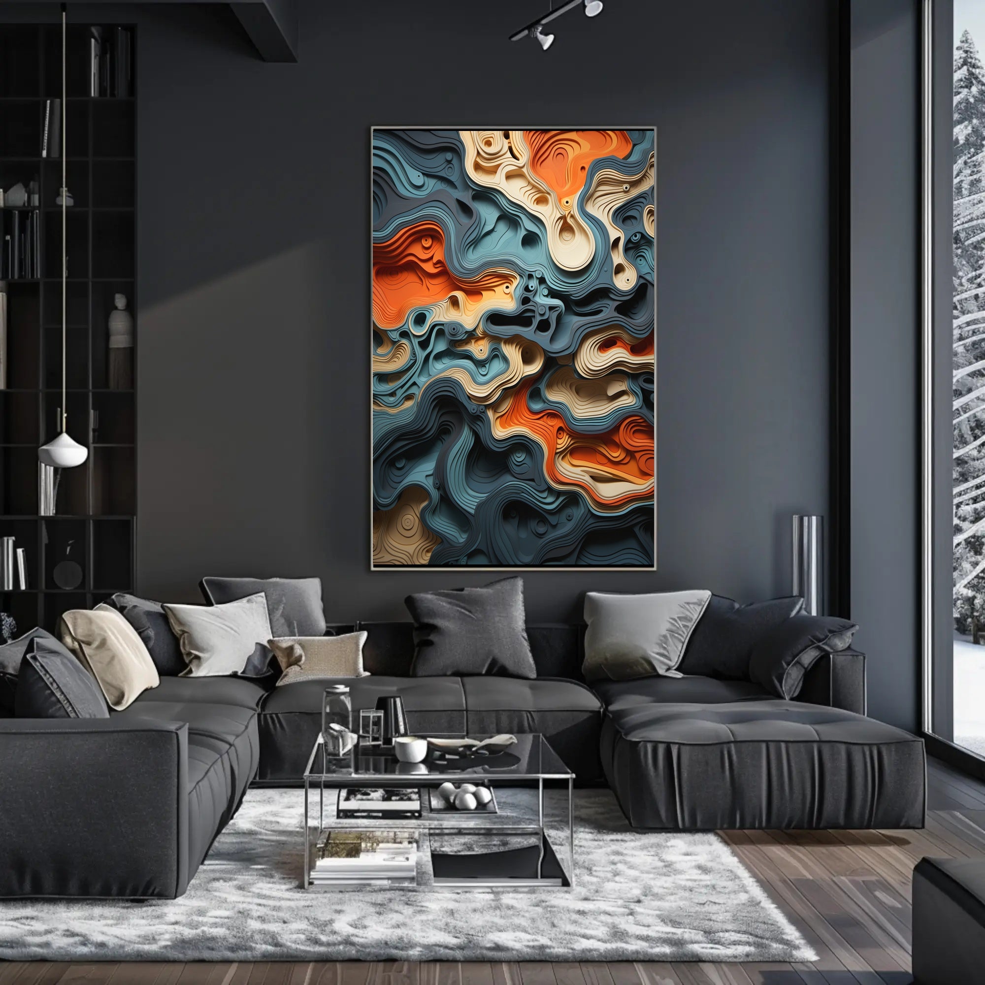 Abstract Depths Dynamic Earth Tones Artistic Poster PosterGoat