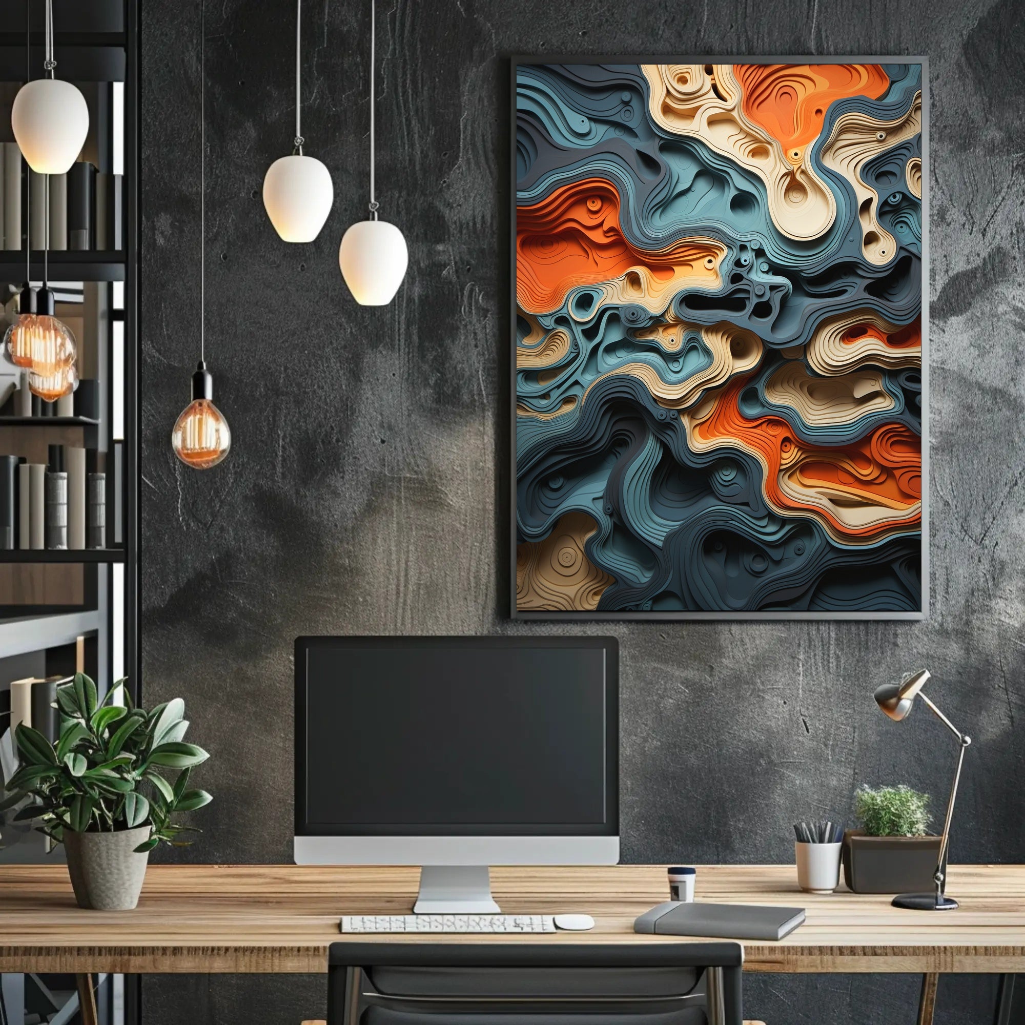 Abstract Depths Dynamic Earth Tones Artistic Poster PosterGoat
