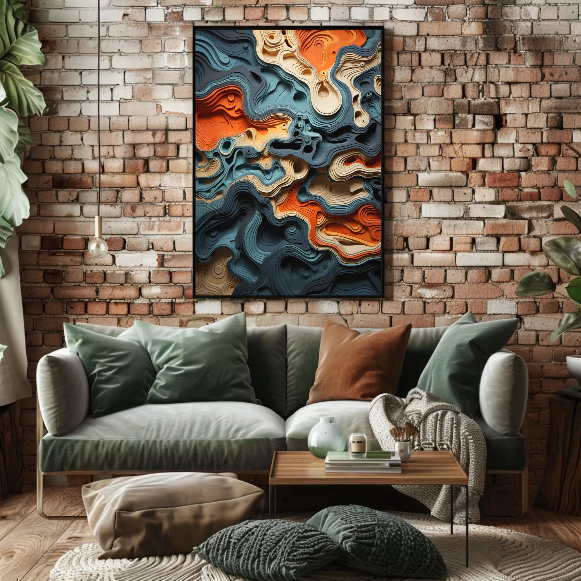 Abstract Depths Dynamic Earth Tones Artistic Poster PosterGoat