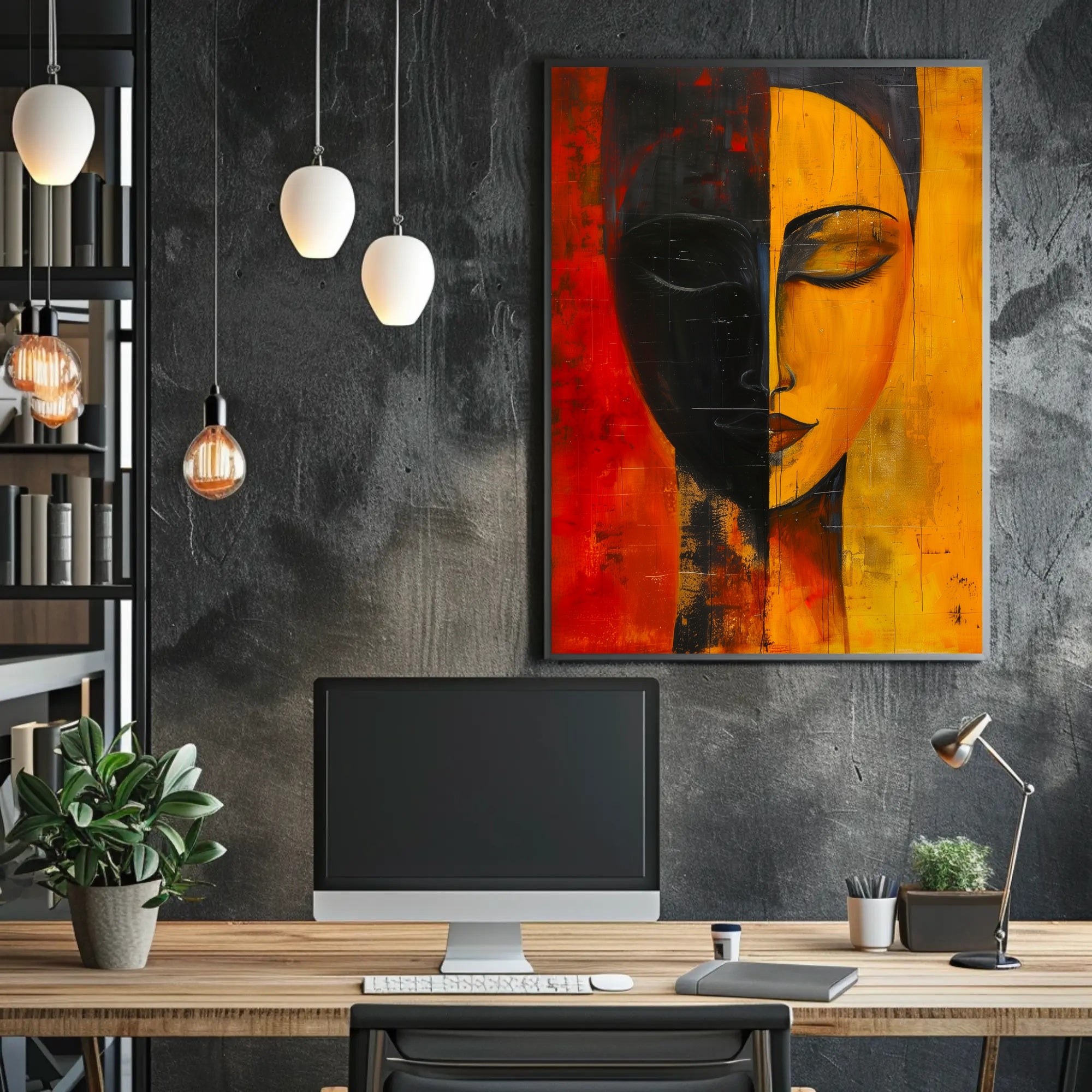 Abstract Duality Balance Portrait Artistic Poster Print PosterGoat