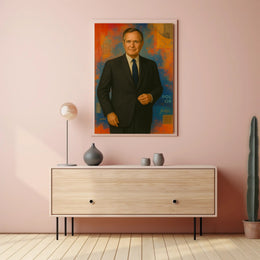Abstract Executive Portrait With Geometric Symbols Poster PosterGoat