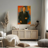 Abstract Executive Portrait With Geometric Symbols Poster PosterGoat