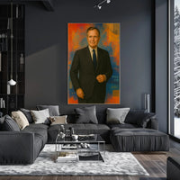 Abstract Executive Portrait With Geometric Symbols Poster PosterGoat