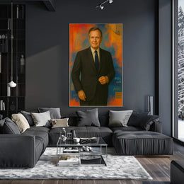 Abstract Executive Portrait With Geometric Symbols Poster PosterGoat