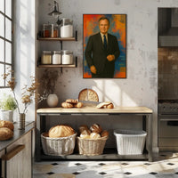 Abstract Executive Portrait With Geometric Symbols Poster PosterGoat