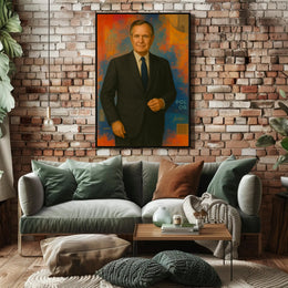 Abstract Executive Portrait With Geometric Symbols Poster PosterGoat