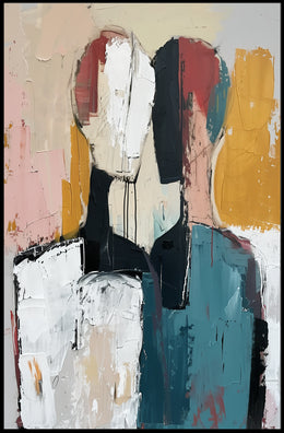 Abstract Expressionist Figures Intimate Modern Artistic Poster PosterGoat