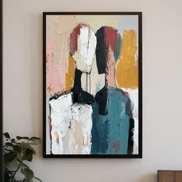 Abstract Expressionist Figures Intimate Modern Artistic Poster PosterGoat