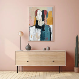 Abstract Expressionist Figures Intimate Modern Artistic Poster PosterGoat