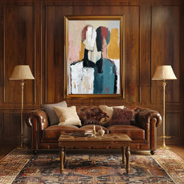 Abstract Expressionist Figures Intimate Modern Artistic Poster PosterGoat