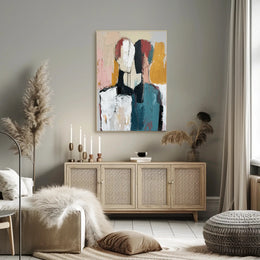 Abstract Expressionist Figures Intimate Modern Artistic Poster PosterGoat