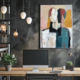 Abstract Expressionist Figures Intimate Modern Artistic Poster PosterGoat