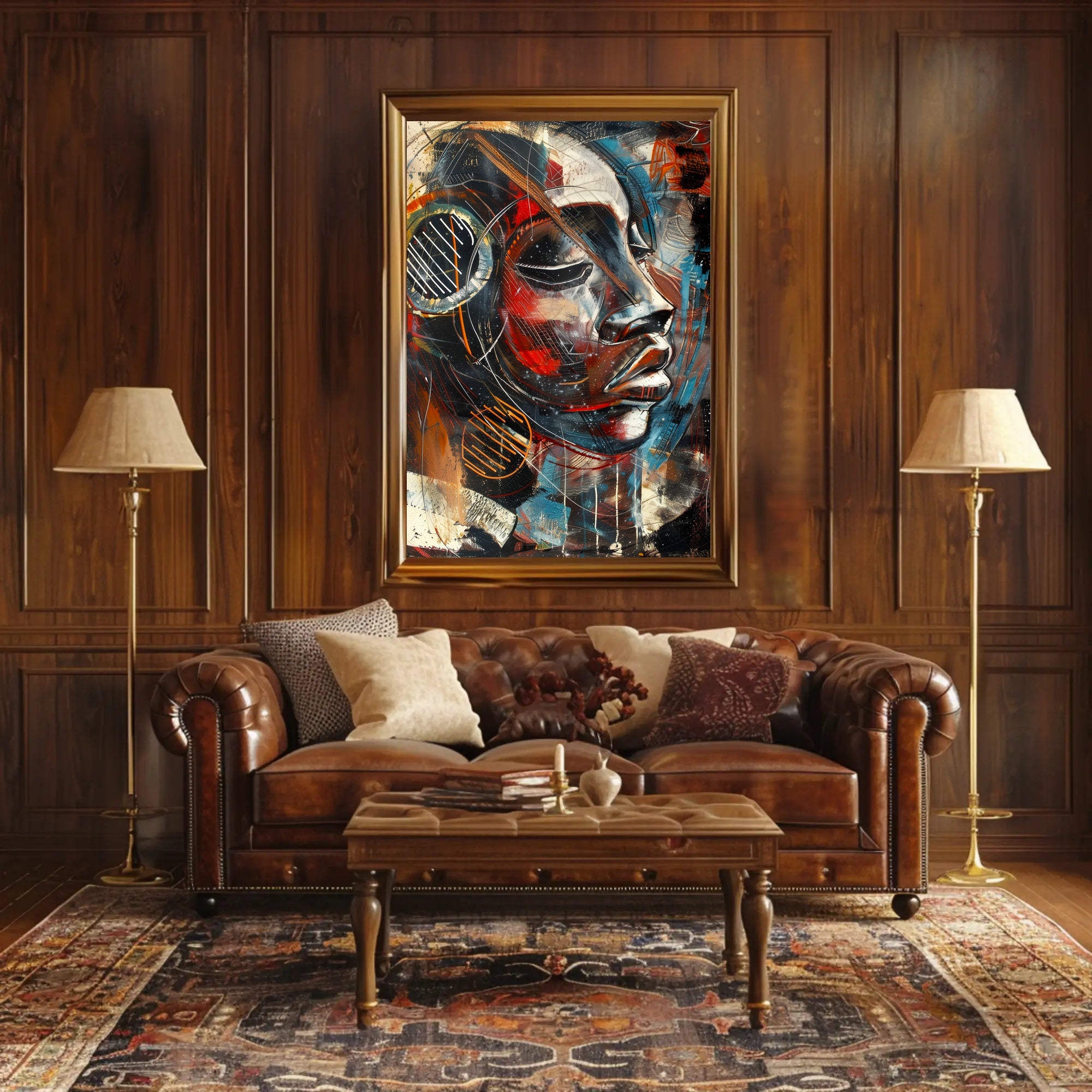 Abstract Expressive Portrait Vibrant Artistry Abstract Poster PosterGoat