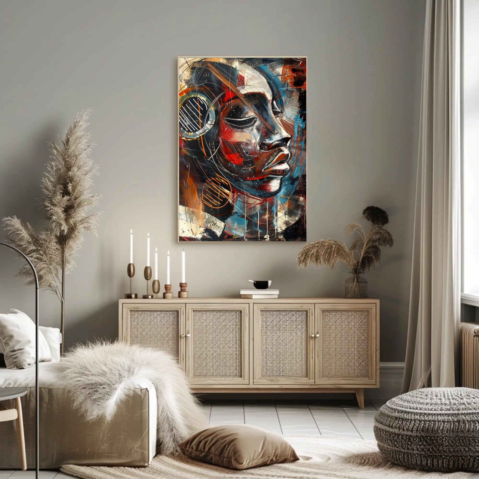 Abstract Expressive Portrait Vibrant Artistry Abstract Poster PosterGoat