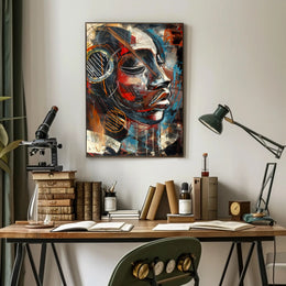 Abstract Expressive Portrait Vibrant Artistry Abstract Poster PosterGoat