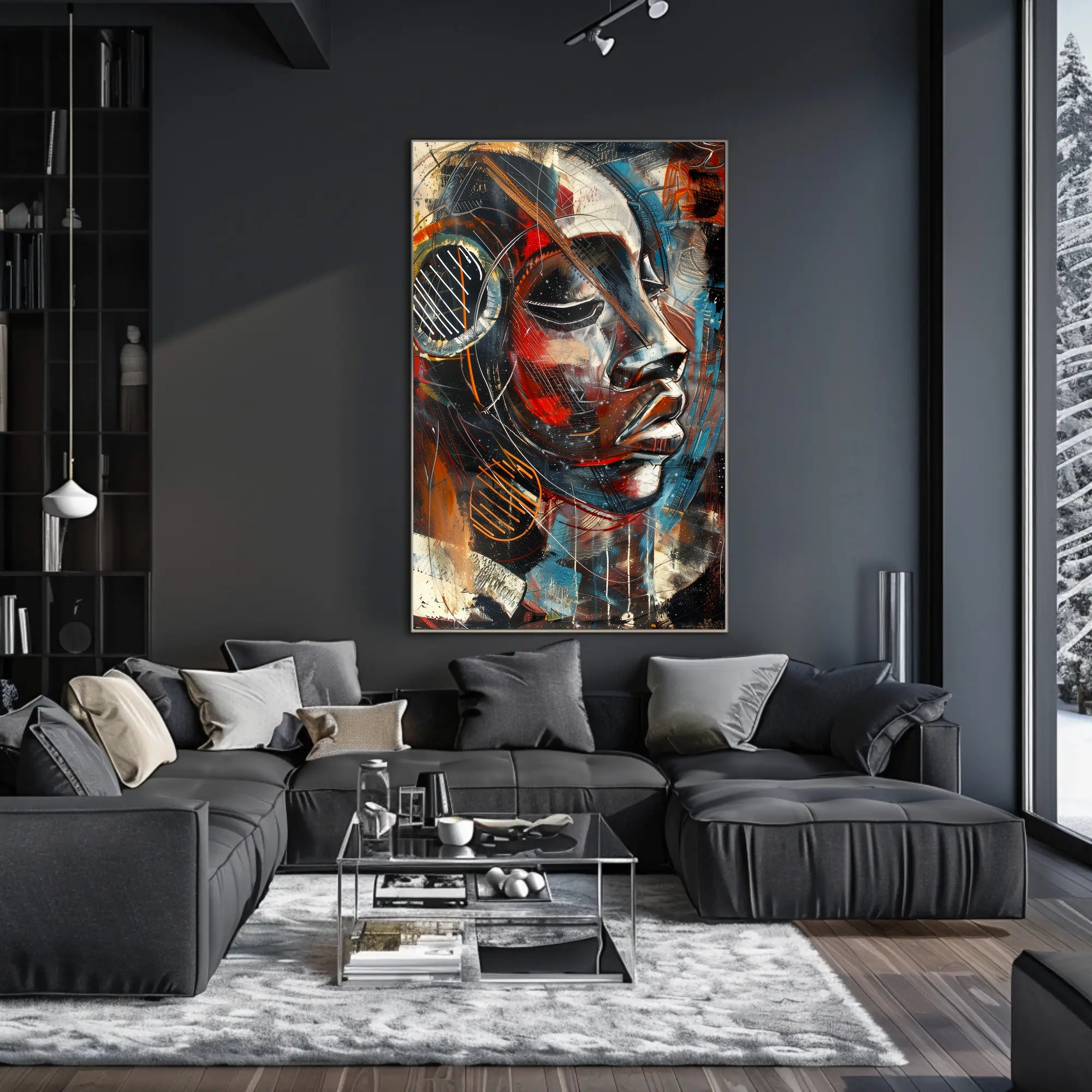 Abstract Expressive Portrait Vibrant Artistry Abstract Poster PosterGoat