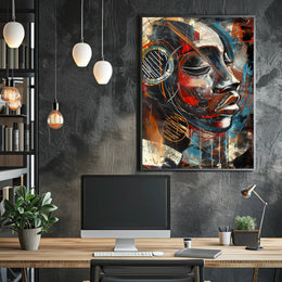 Abstract Expressive Portrait Vibrant Artistry Abstract Poster PosterGoat