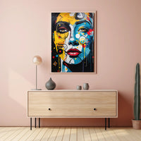 Abstract Face Art Fusion in Energetic Colors Poster PosterGoat