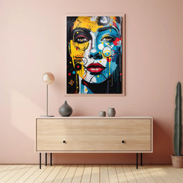 Abstract Face Art Fusion in Energetic Colors Poster PosterGoat