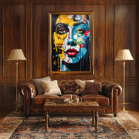 Abstract Face Art Fusion in Energetic Colors Poster PosterGoat