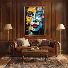 Abstract Face Art Fusion in Energetic Colors Poster PosterGoat