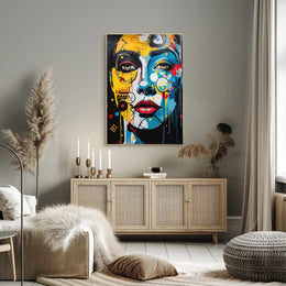 Abstract Face Art Fusion in Energetic Colors Poster PosterGoat