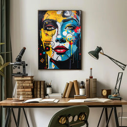Abstract Face Art Fusion in Energetic Colors Poster PosterGoat