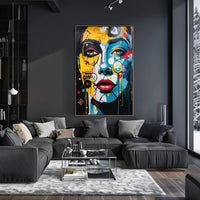 Abstract Face Art Fusion in Energetic Colors Poster PosterGoat